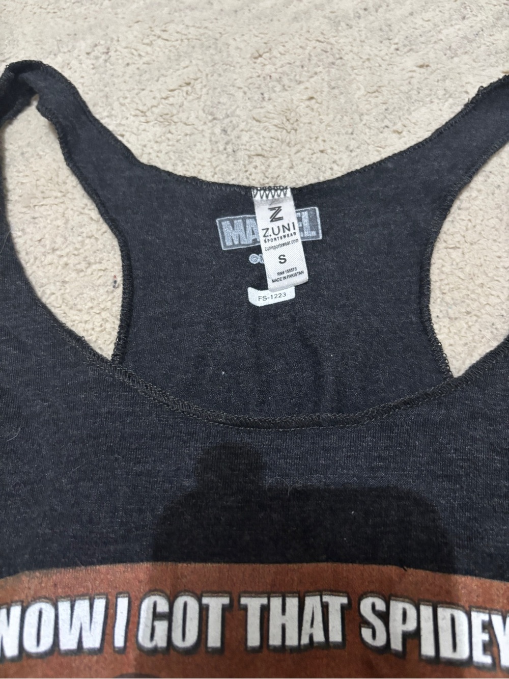 Zunie Black Racerback Tank with Brown Graphic Band